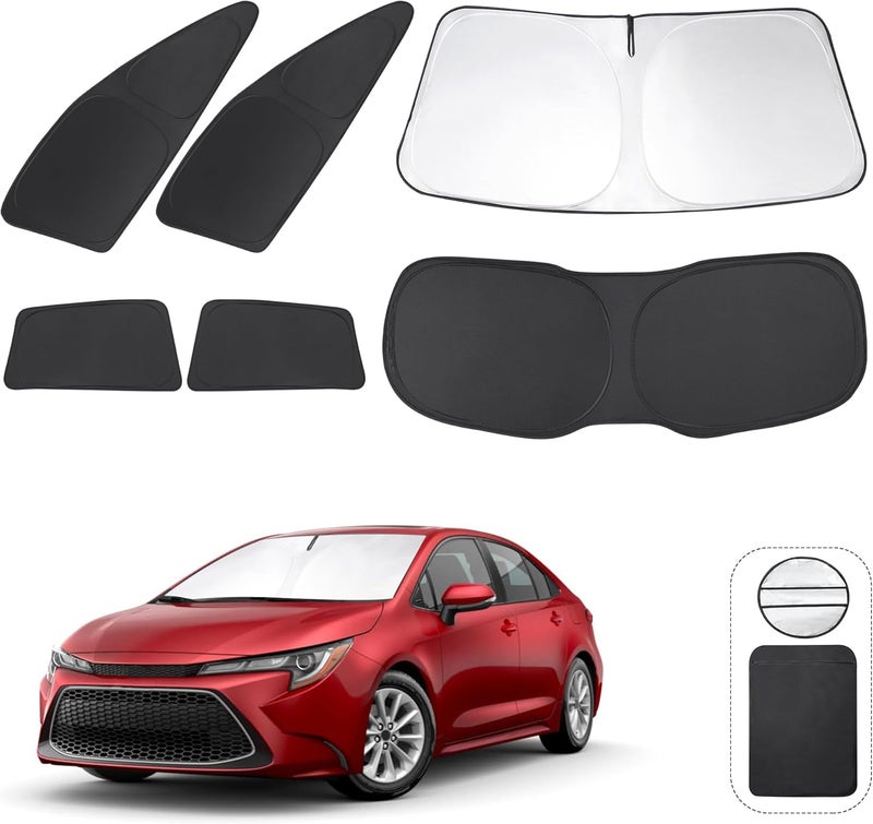 TINGLU Window Shades for Toyota Corolla 2020-2024 2025 (Not for Corolla Cross) Accessories Side Full Windows Cover Camping Rear Triangular Windshield Sun Shade Sun UV Rays Privacy Protection 6PCS - Image 1